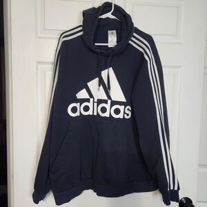 Adidas Navy Blue Hoodie with White Accents